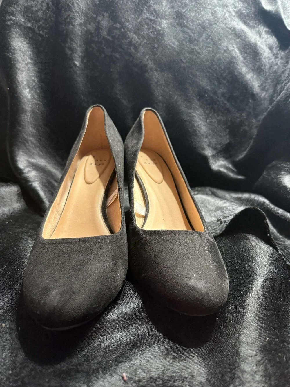Black Faux Suede Wedge Heels | Classic Office Career